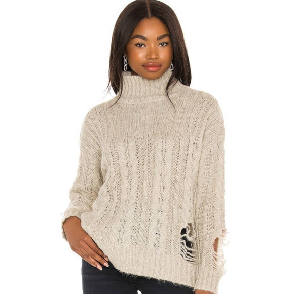 NEW Revolve SUPERDOWN Corbin Distressed Sweater Top Gray Small Destructed Ripped - Picture 4 of 8